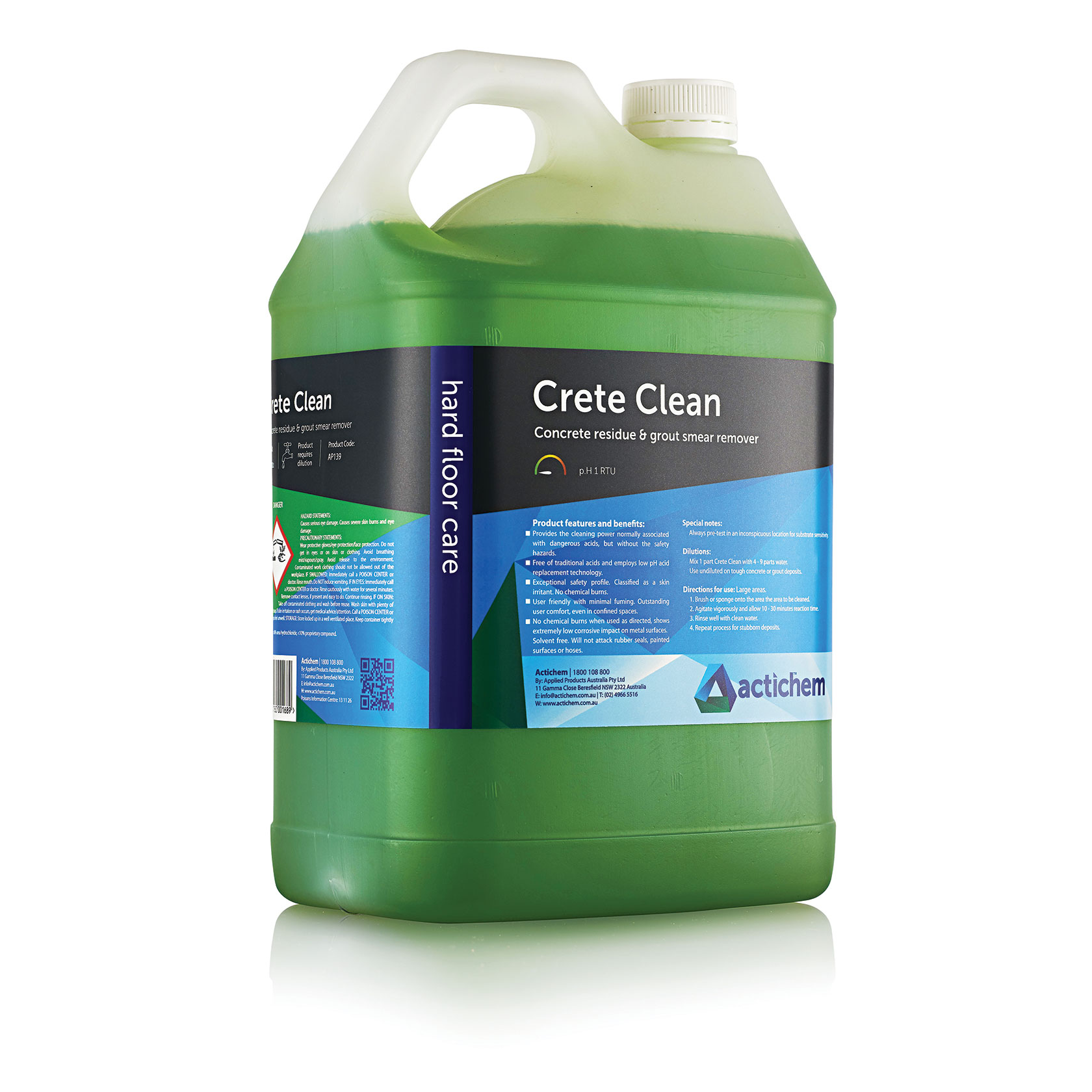 Actichem Crete Clean “Safe-acid” cleaner and concrete residue remover