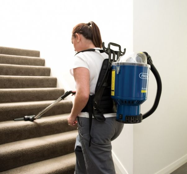 Pacvac Superpro 700 Backpack Vacuum Cleaner stairs