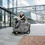 Karcher KM 85 50 R BP 80AH ride-on sweeper outside building